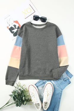 Grey Color Block Long Sleeve Sweatshirt