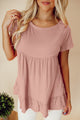 United pink high with short sleeves and ruffle hem