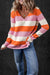 Decreeed sweater with orange stripes and color block with v -collar collar