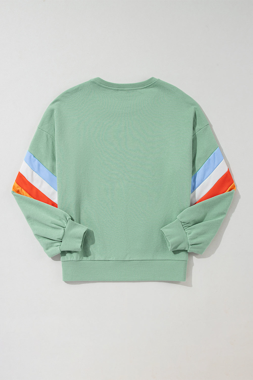 Sweat-shirt ample à manches rayées arc-en-ciel et col rond