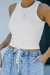 Débardeur côtelé moulant moulant blanc Fashion-A WOMAN WE LOVE