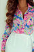 Long sleeve buttoned shirt with pink abstract floral print