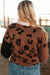 Coffee Leopard Print Color Block Sweater