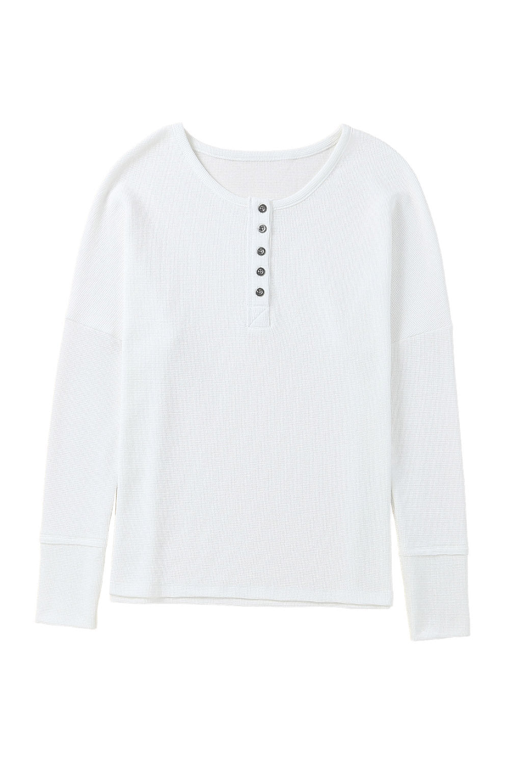 Top henley de punto tipo gofre blanco