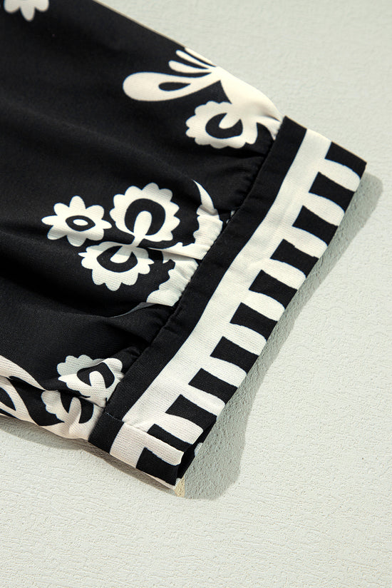 Black blouse with vintage geometric print *