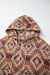 Plus Size Red Western Fashion Aztec Patterned High Neck Half Zip Hoodie