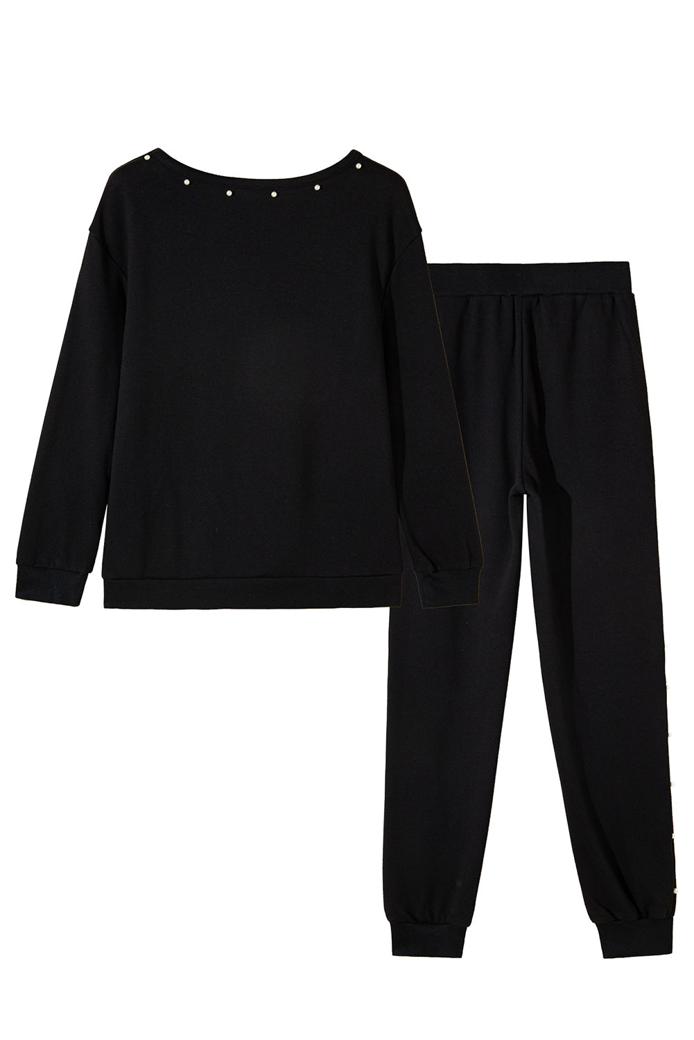 Ensemble pull et pantalon de jogging noir à décor de perles-A WOMAN WE LOVE