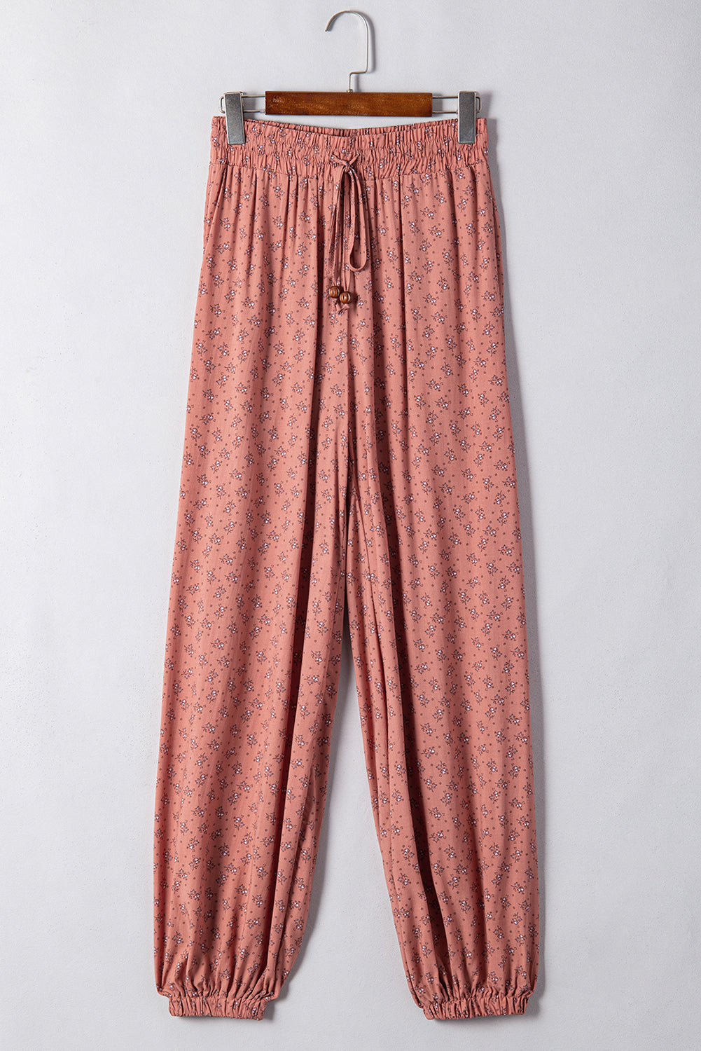 Pantalon de jogging à jambe large imprimé floral bohème rose