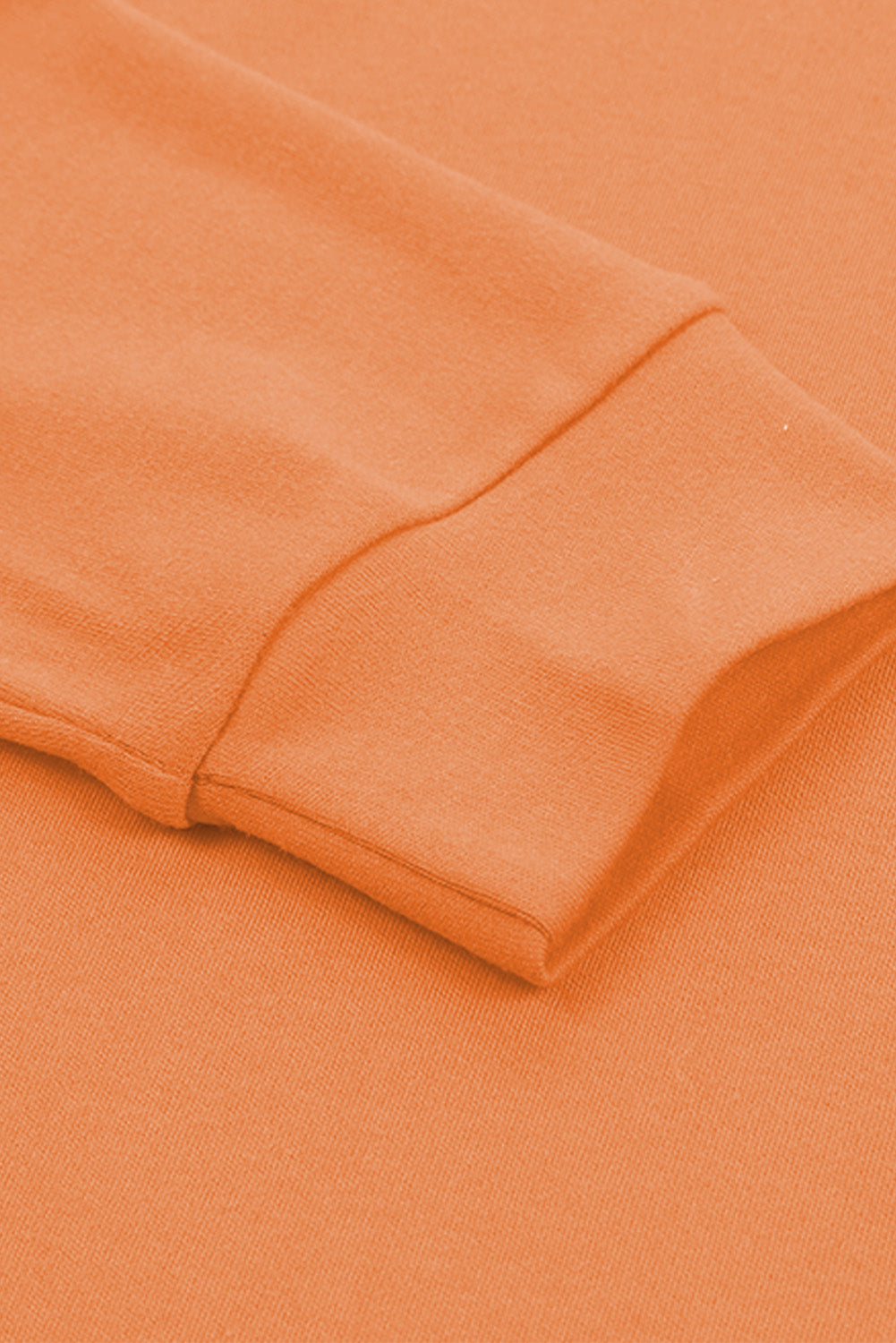 Orange Plain Crew Neck Long Sleeve Top