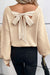 Lanter sleeve apricot sweater, V -neck, knot on the back