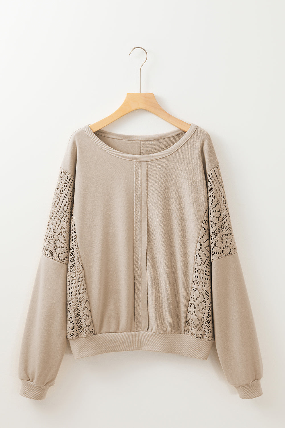 Sweat-shirt en tricot parchemin avec coutures apparentes et bordure côtelée