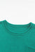 Green Solid Color Off Shoulder Ribbed Knit Sweater with Pocket