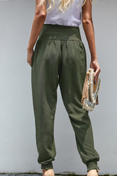 Green casual jogging pants with pockets