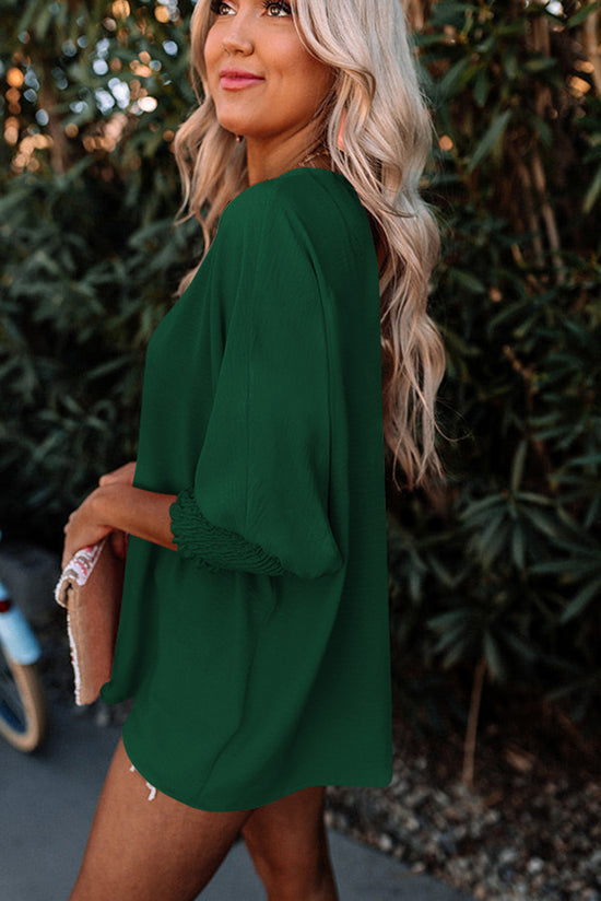 Smocked green top with wrists