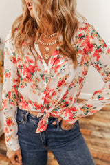 Chemise à poche poitrine à imprimé floral vibrant-A WOMAN WE LOVE
