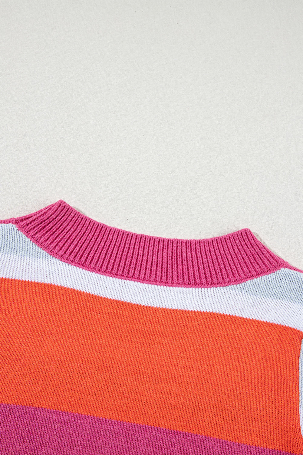 Multicolour Color Block Cropped Short Sleeve Sweater