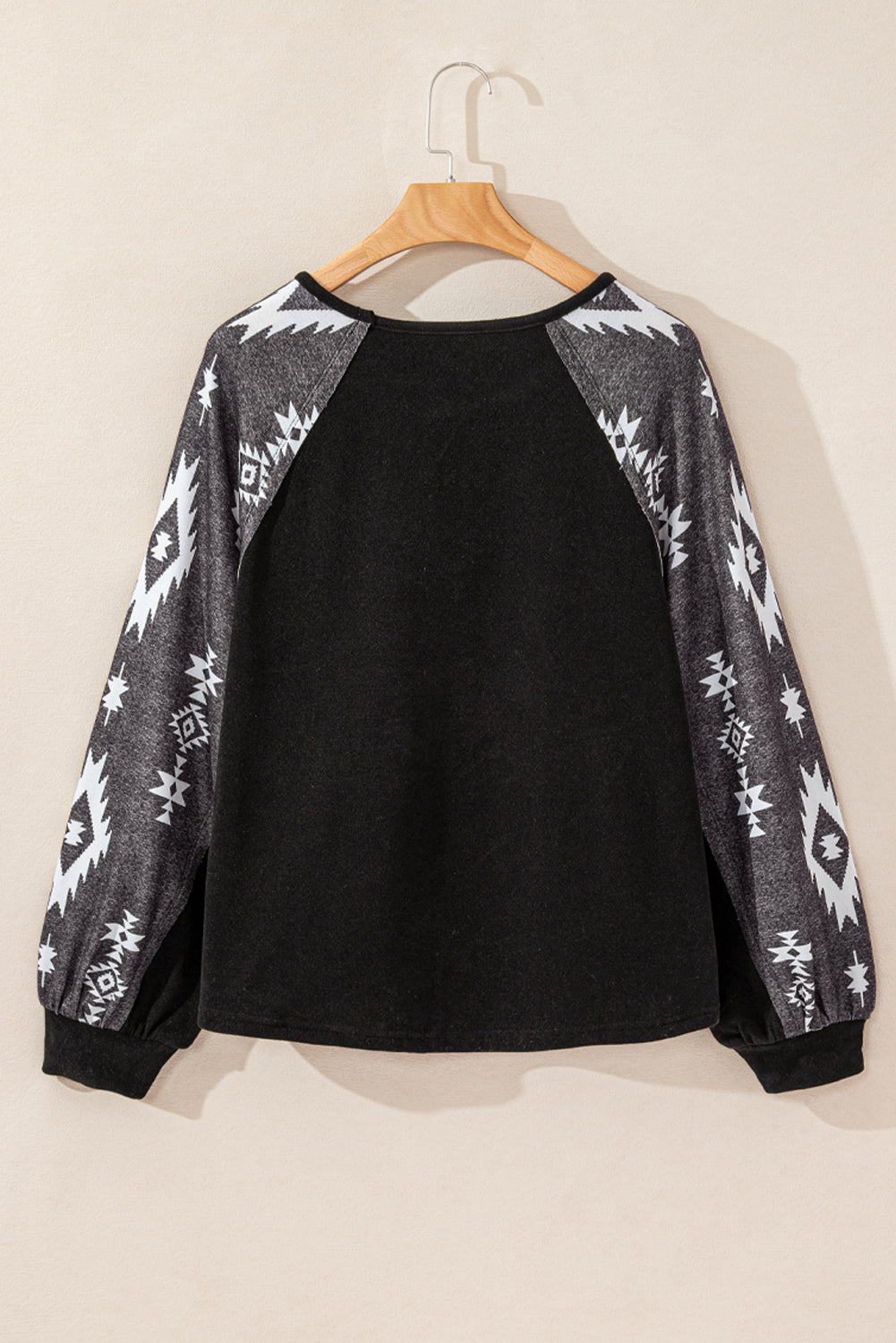 Black Western Print Patch Long Sleeve Top