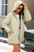 Beige quilted hooded coat with press buttons