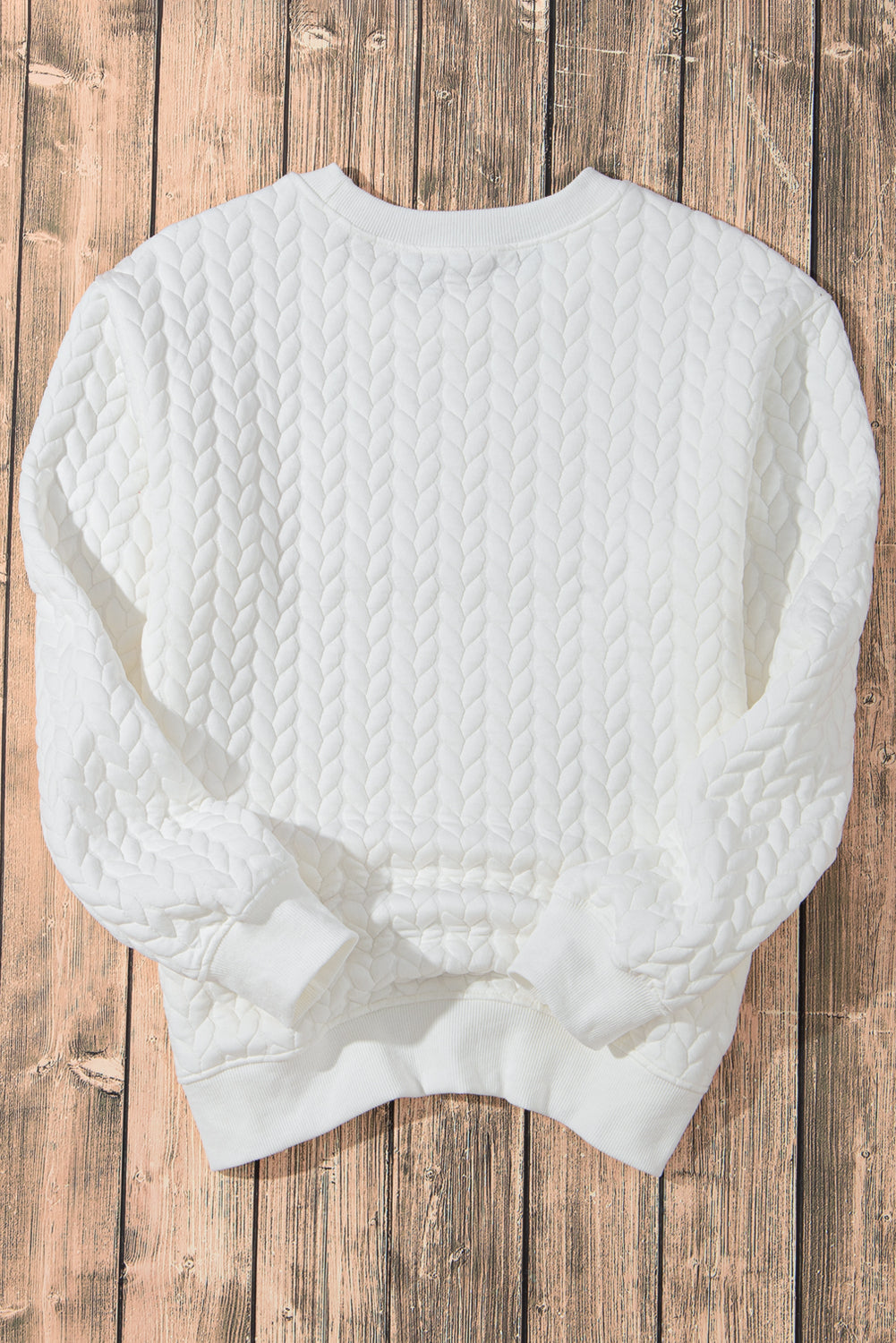 White XOXO Glitter Chenille Cable Knit Pullover Sweatshirt