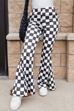 Standed flared pants high black checkerboard *