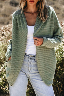 Cardigan ouvert sur le devant en tricot gaufré Laurel Green