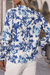 Elegant blouse with notched collar and floral blue floral print