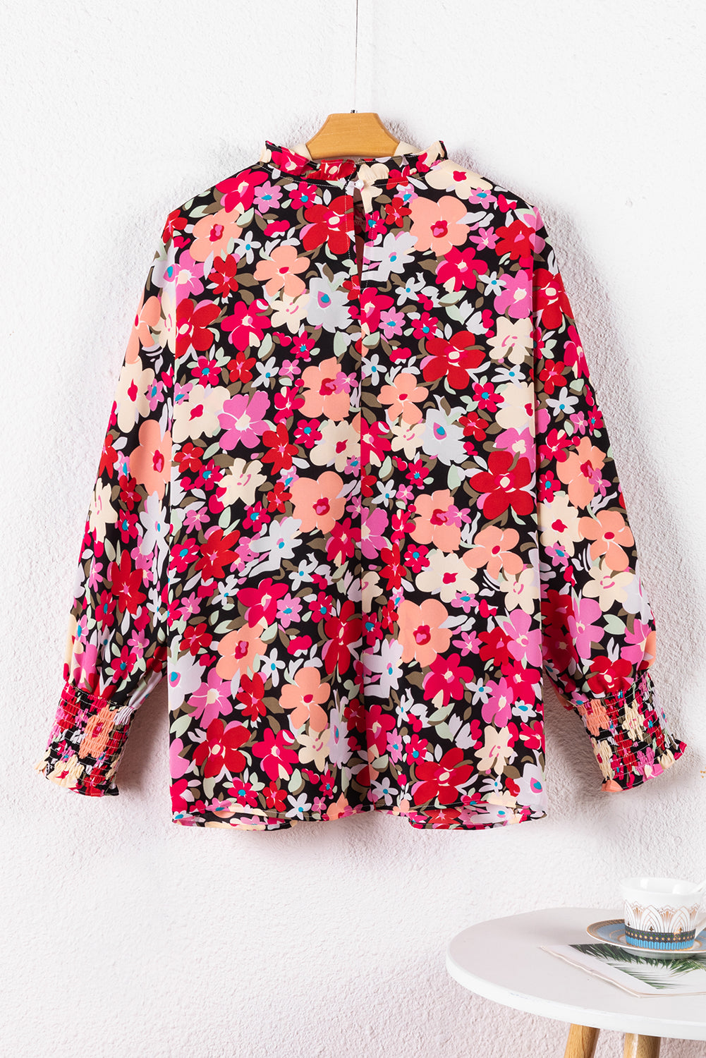 BLUSA FLORAL DE MANUA DE PROLLANTE PULLOLADOR DEL PULLO DE COLL PARTIR PARTILLO DEL COLLA ROSA