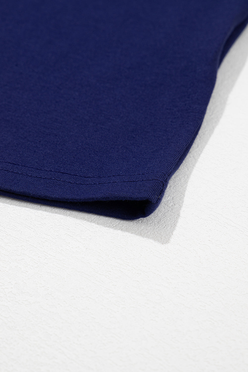 Blue Casual Plain Crew Neck Tee