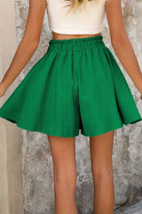 Short texturé à volants et lacets taille haute *
