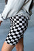 High waist cycling shorts print black checkered *