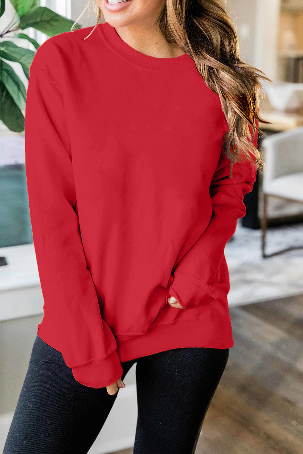 Rote schlichte Besatzungshalle Pullover Sweatshirt