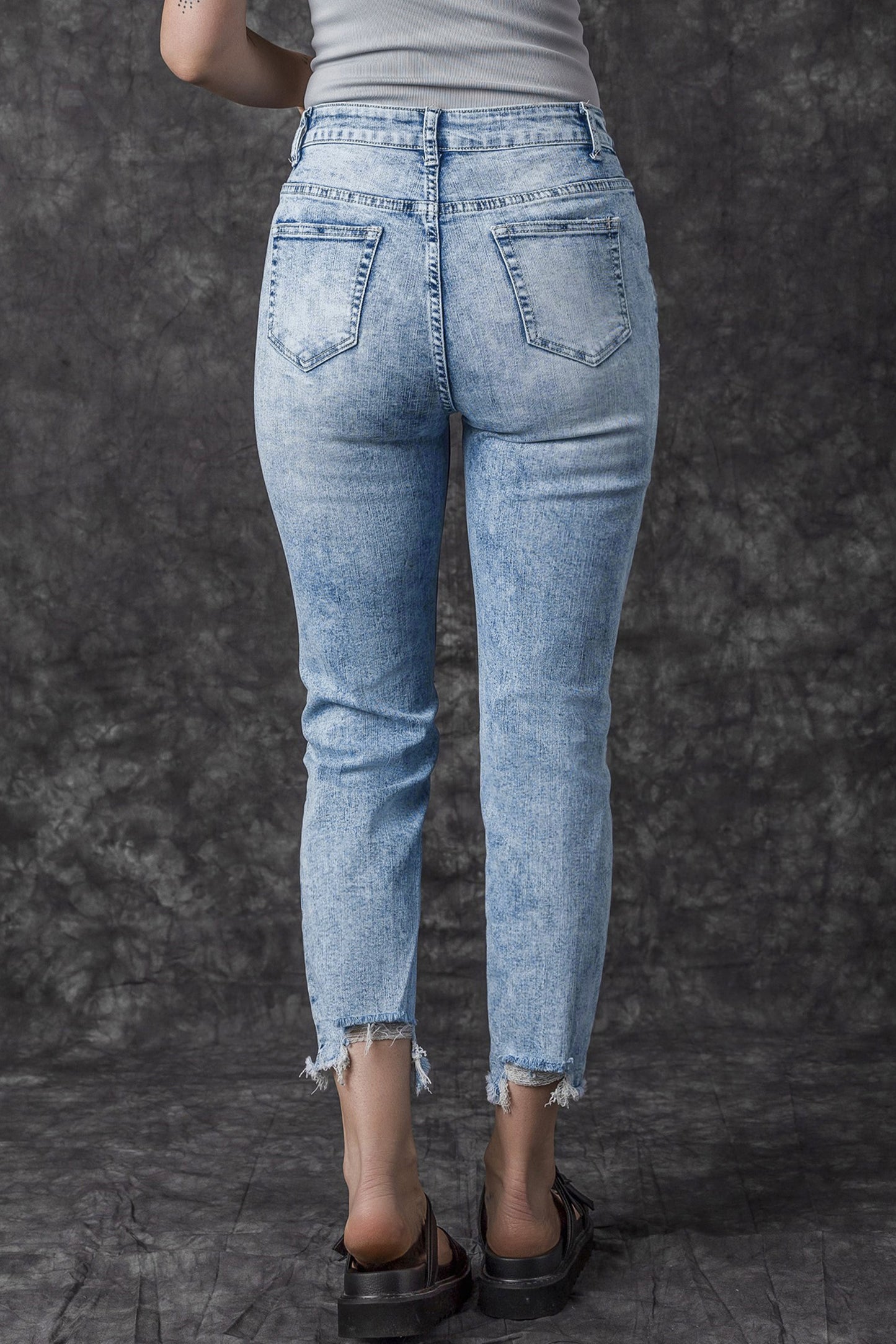 Jeans de ajuste delgado de ácido azul cielo