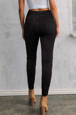 Jegging Slim Extensible Tamaño alto de color negro