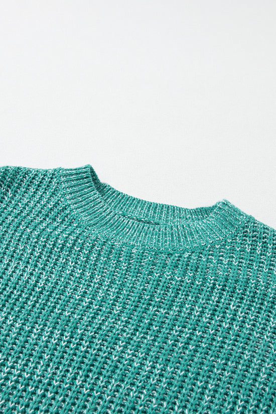 Pull vert d'eau à manches tombantes en tricot torsadé