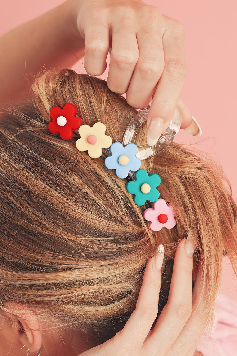 Pince à cheveux mignonne à fleurs multicolores