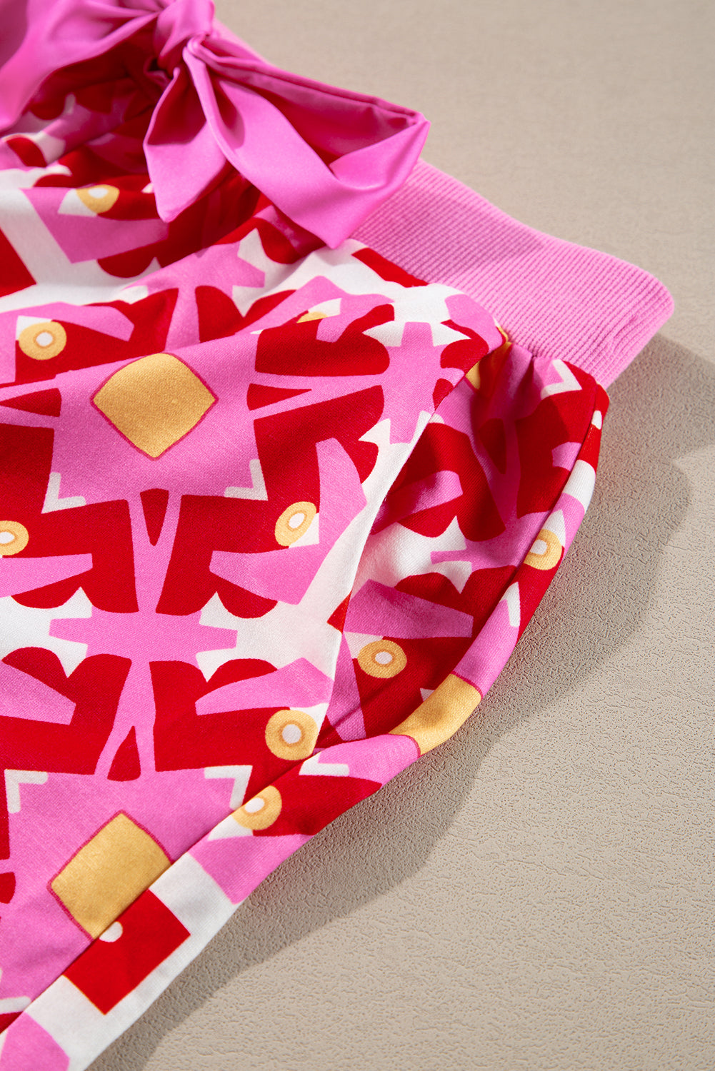 Sachet Pink Geometrischer Druck Langarmis und Kordelschlüsselset Set