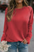 Bright Red Plain Raglan Sleeve Crew Neck Sweatshirt