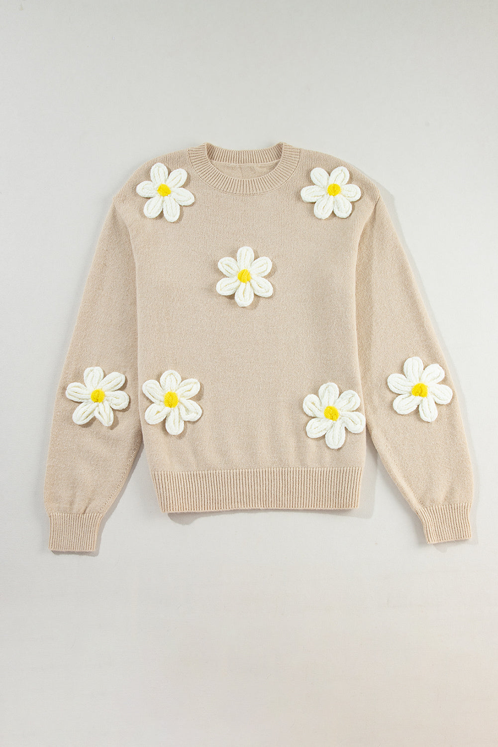 Parchment Floral Crochet Chunky Knit Sweater