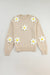 Parchment Floral Crochet Chunky Knit Sweater