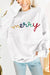 MERRY white graphic pullover sweatshirt