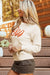 Apricot Boo Knit Pattern Drop Shoulder Ribbed Sweater