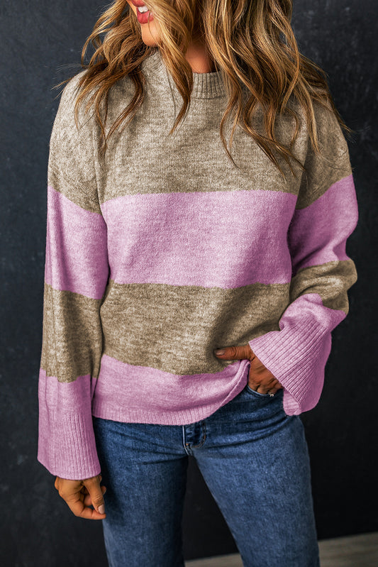 Rose Stripe Crew Neck Wide Glookblock Sighi