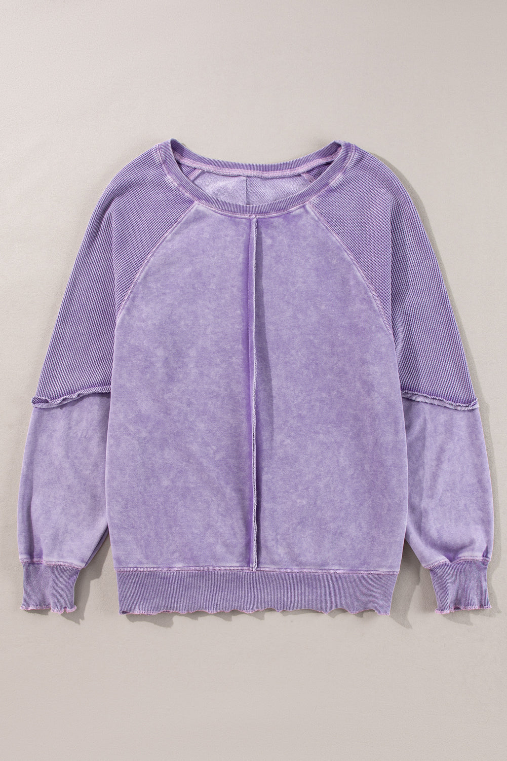 Orchid Petal Solid Waffle Muntiro in maglia Felpa per maniche Raglan