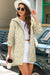 Beige quilted hooded coat with press buttons