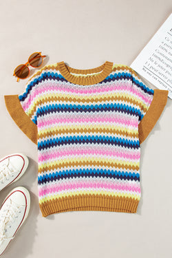 Khaki colorful textured sweater *