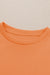 Orange plain long sleeve round neck top