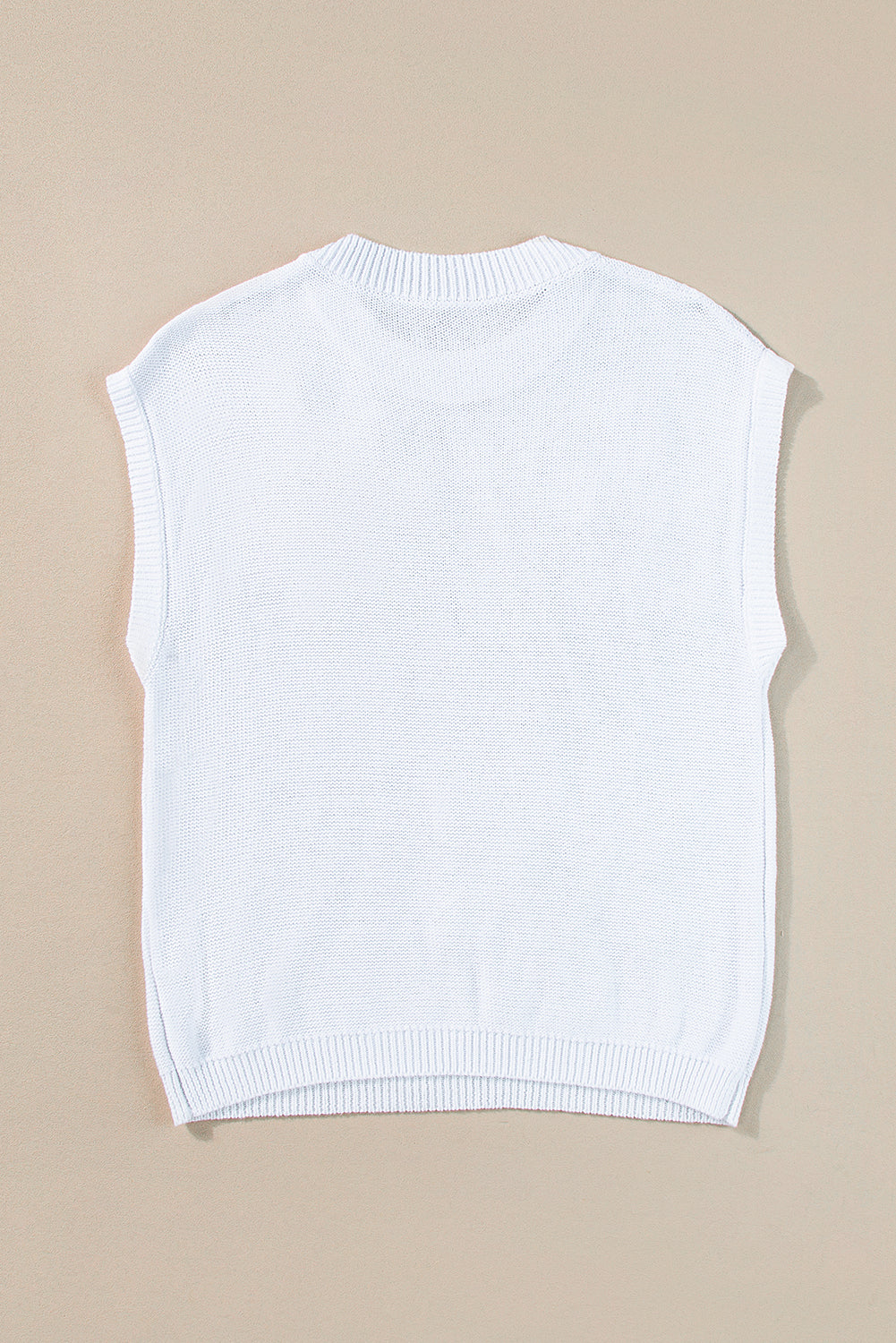 Top maglione bianco a maniche corte in maglia