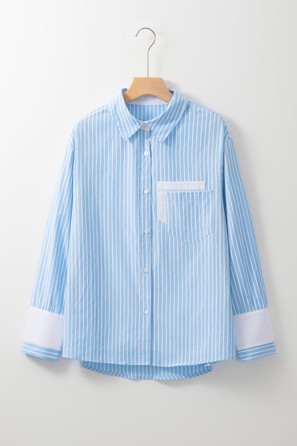 Chemise décontractée à rayures bleu ciel *