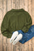 Moss Green Mock Neck Sweatshirt with Kangaroo Pocket and Quarter Zip Closure