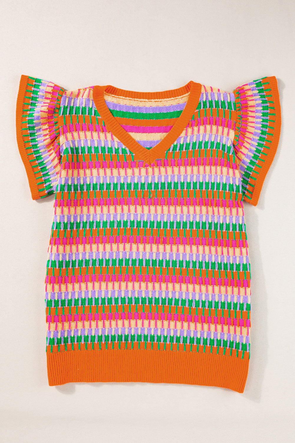 Top maglione a maglia a maglia arancione arancione multicolore